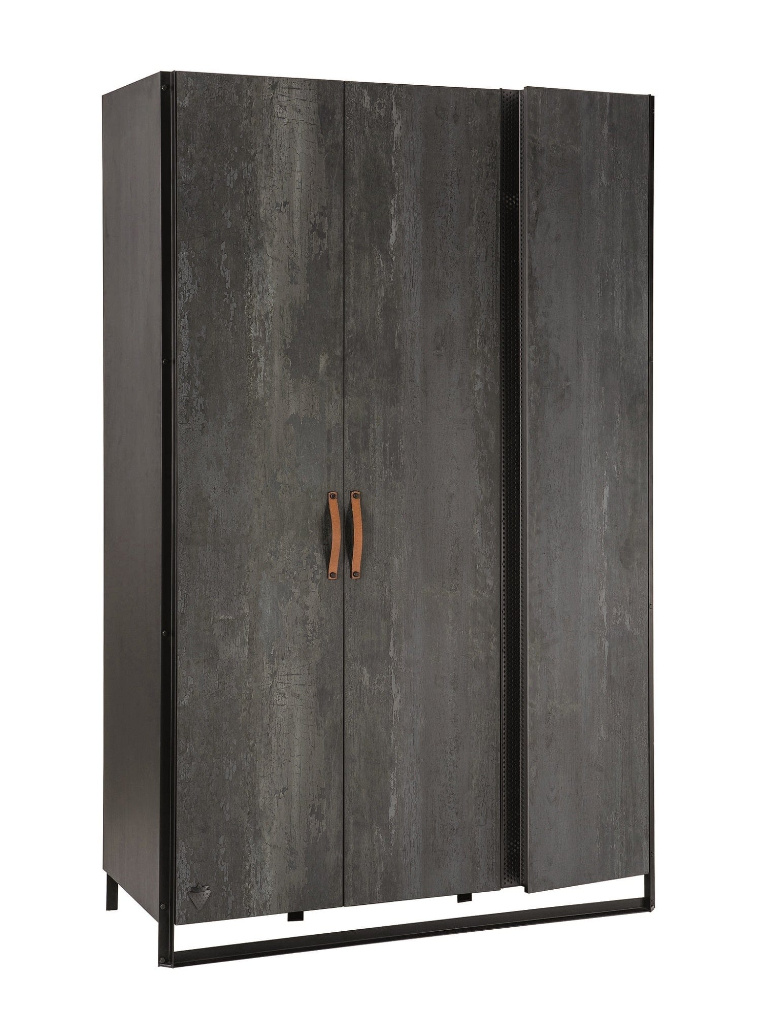 Cilek Armadio giovanile in legno e metallo a 3 ante, Dark Metal Black / Graphite, L132xL62xH210 cm