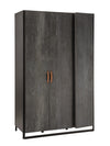 Cilek Armadio giovanile in legno e metallo a 3 ante, Dark Metal Black / Graphite, L132xL62xH210 cm