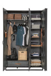 Cilek Armadio giovanile in legno e metallo a 3 ante, Dark Metal Black / Graphite, L132xL62xH210 cm