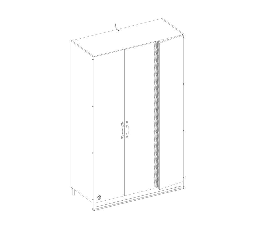 Cilek Armadio giovanile in legno e metallo a 3 ante, Dark Metal Black / Graphite, L132xL62xH210 cm