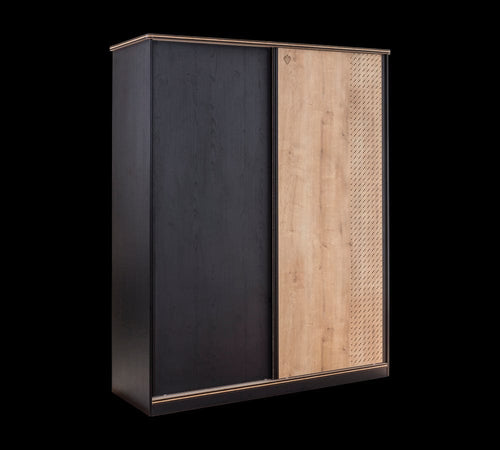 Cilek Armadio giovanile in pallone con 2 ante scorrevoli Blacky Black / Nature, l164xL60xH206 cm