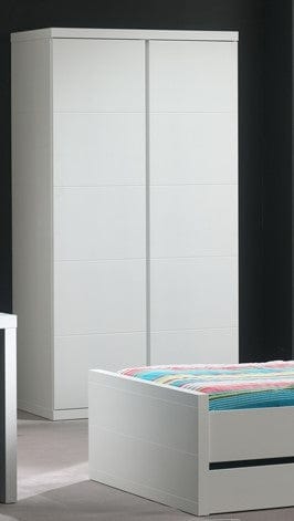 Vipack Armadio in legno di pino e MDF a 2 ante, per bambini e ragazzi Lara White, L110xL57xH204,5 cm