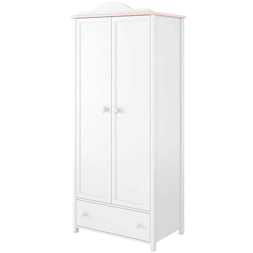 Lenart Armadio per bambini/adolescenti con 2 ante e 1 cassetto Luna 01 Bianco