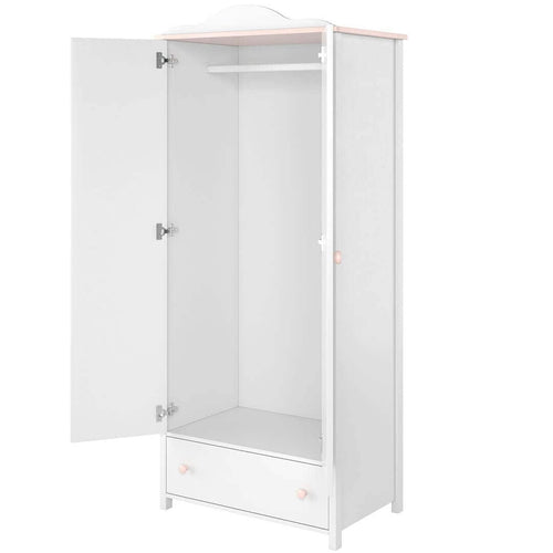 Lenart Armadio per bambini/adolescenti con 2 ante e 1 cassetto Luna 01 Bianco