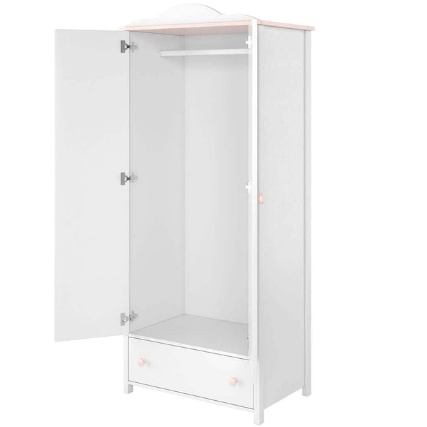 Lenart Armadio per bambini/adolescenti con 2 ante e 1 cassetto Luna 01 Bianco