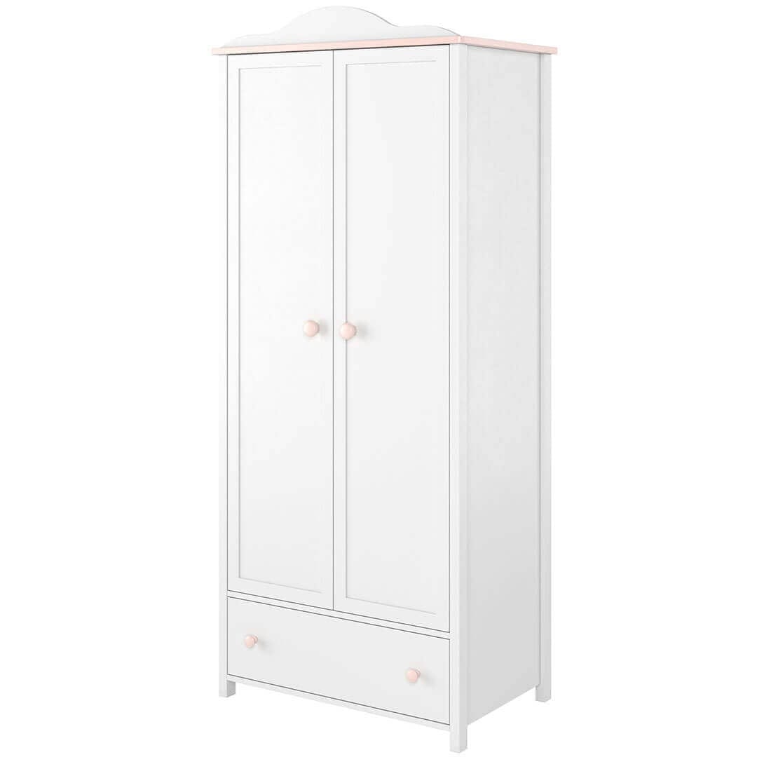 Lenart Armadio per bambini/adolescenti con 2 ante e 1 cassetto Luna 12 Bianco
