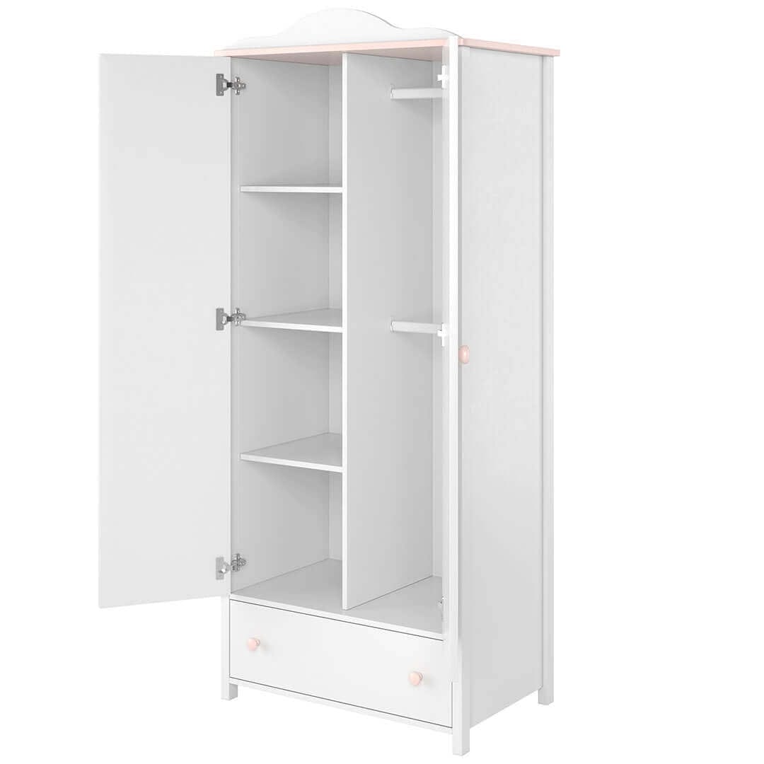 Lenart Armadio per bambini/adolescenti con 2 ante e 1 cassetto Luna 12 Bianco