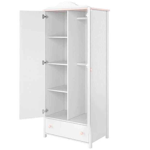Lenart Armadio per bambini/adolescenti con 2 ante e 1 cassetto Luna 12 Bianco