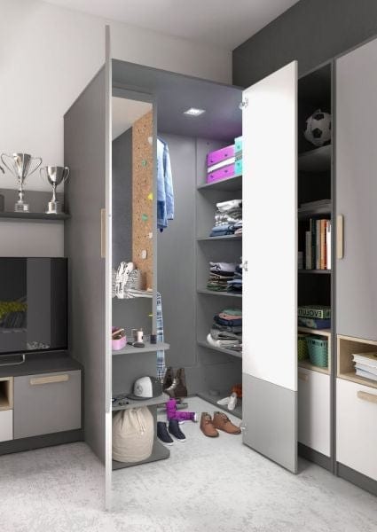 Lenart Armadio per bambini/adolescenti con 2 ante Pok 00L Grigio