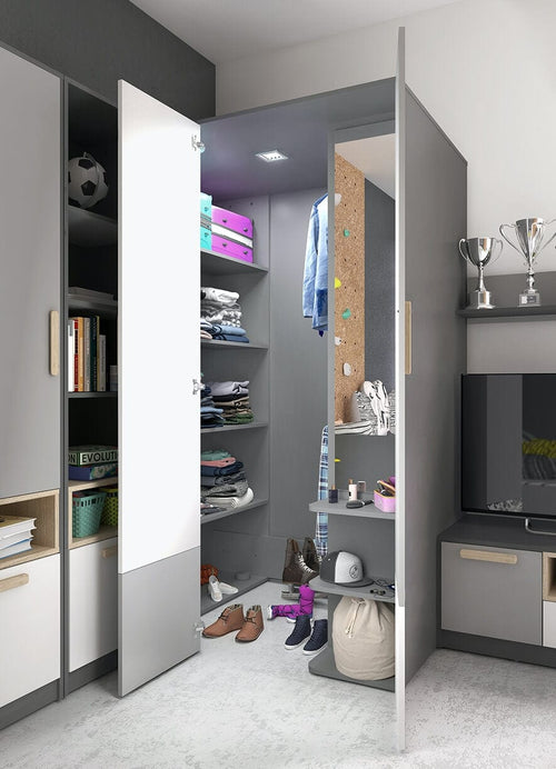 Lenart Armadio per bambini/adolescenti con 2 ante Pok 00P Grigio