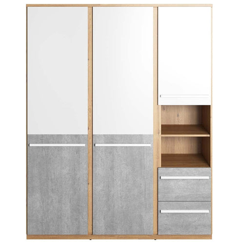 Lenart Armadio per bambini/adolescenti con 3 ante e 2 cassetti Plano 01 Quercia