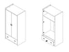 Vipack Armadio per bambini Bonny bianco/rosa in legno e metallo con 2 ante e 1 cassetto, l96,5xL60xH202 cm