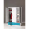 Vipack Armadio per bambini Bonny in legno e metallo con 3 ante e 3 cassetti, Bianco / Fucsia, L140,5xL59xH202 cm