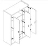 Vipack Armadio per bambini Bonny in legno e metallo con 3 ante e 3 cassetti, Bianco / Fucsia, L140,5xL59xH202 cm