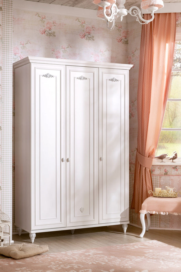 Cilek Armadio per bambini e ragazzi a 3 ante, bianco romantico, l141xl58xh203 cm