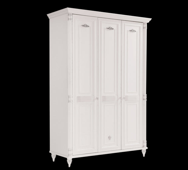 Cilek Armadio per bambini e ragazzi a 3 ante, bianco romantico, l141xl58xh203 cm