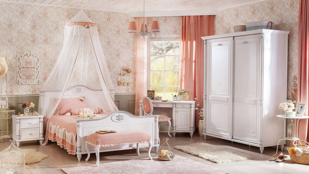Cilek Armadio per bambini e ragazzi in paglia con 2 ante scorrevoli, bianco romantico, l171xl65xh210 cm