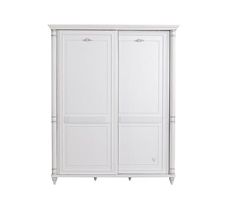 Cilek Armadio per bambini e ragazzi in paglia con 2 ante scorrevoli, bianco romantico, l171xl65xh210 cm