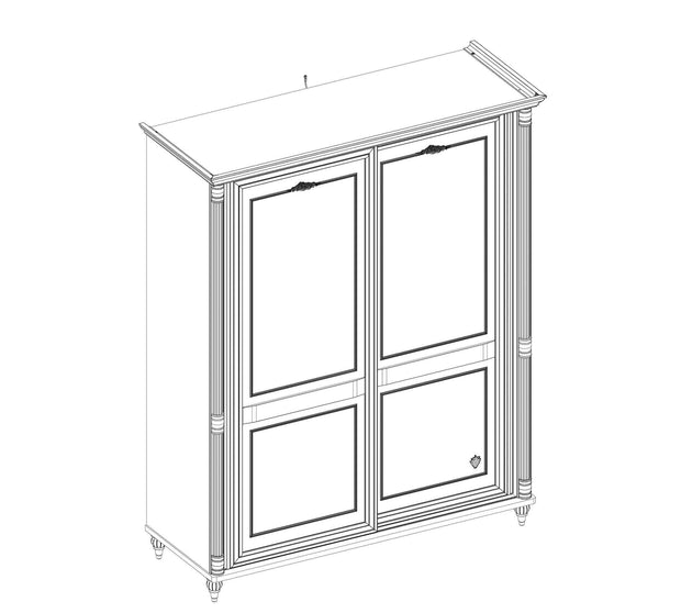 Cilek Armadio per bambini e ragazzi in paglia con 2 ante scorrevoli, bianco romantico, l171xl65xh210 cm