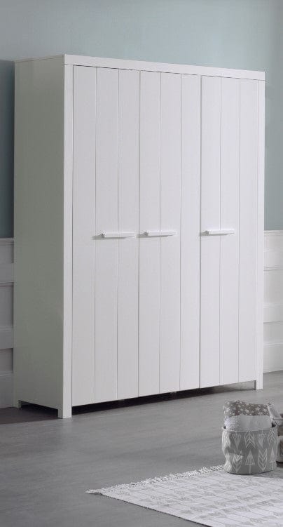 Vipack Armadio per bambini in pino e MDF a 3 ante Erik White, l144,5xL55xH205 cm