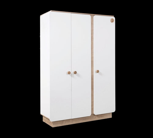 Cilek Armadio per bebè a 3 ante, per bebè Natura Baby Bianco / Natura, l136xL56xH195 cm