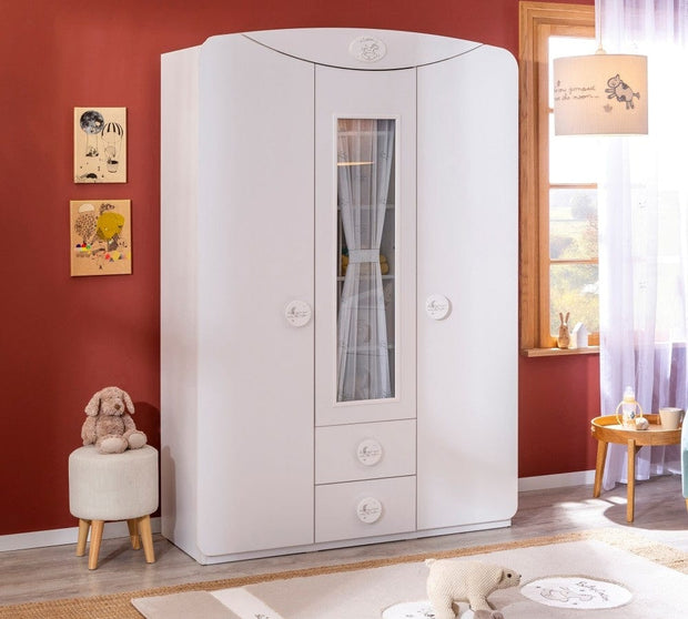 Cilek Baby Cotton Bianco Armadio a 3 ante e 2 cassetti, l133xL57xH201 cm