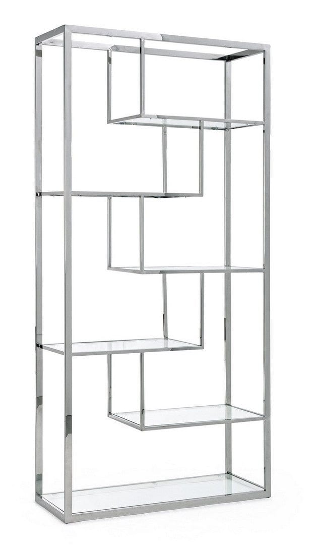 Bizzotto Biblioteca din sticla si metal, Saphira Crom, l100xA36xH200 cm