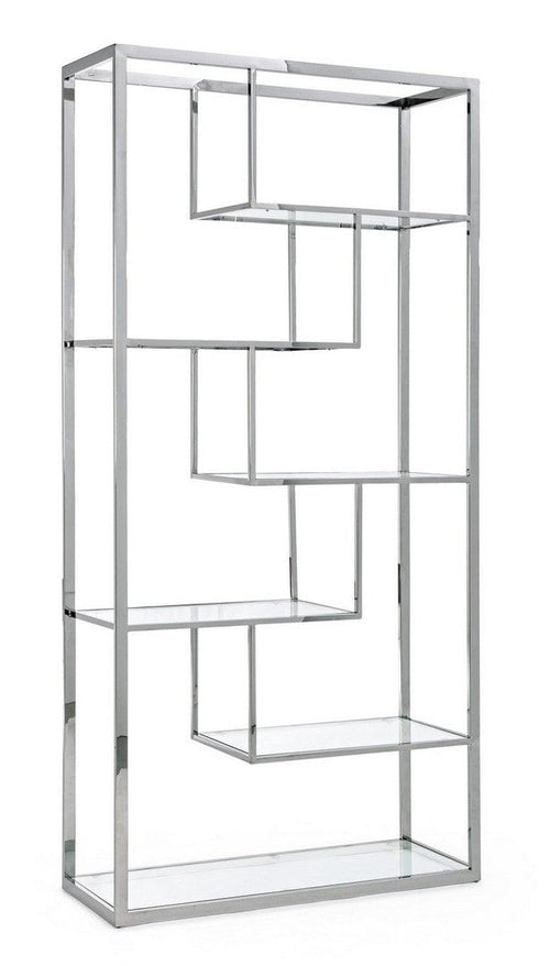 Bizzotto Biblioteca din sticla si metal, Saphira Crom, l100xA36xH200 cm
