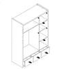 Vipack Bonny Bianco / Grigio, 3 ante e 3 cassetti, armadio per bambini, largh. 140,5xL59xH202 cm