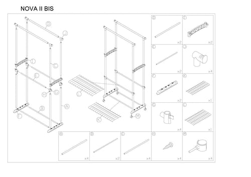Signal Carrello porta abiti Novalie II Bis Nero