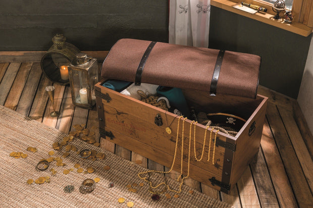 Cilek Cassapanca in paglia e metallo, rivestita in tessuto, per bambini, Pirate Brown, l92xL50xH46 cm