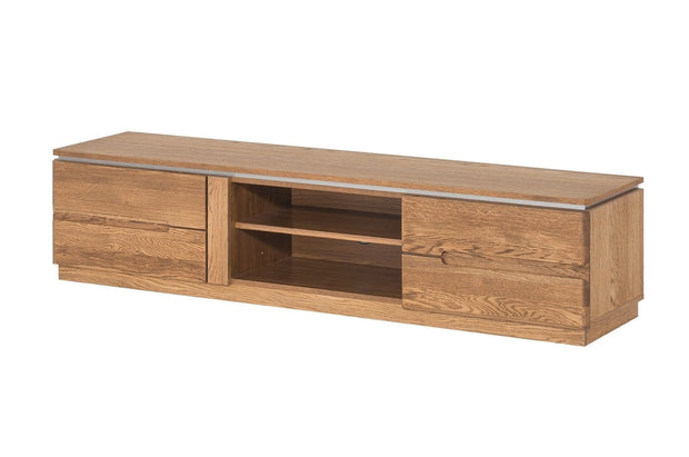 Szynaka Cassapanca TV in legno e impiallacciatura a 2 ante Montenegro 25 Rovere Medio Rustico, l163xL42xH38 cm