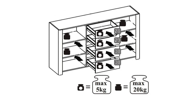 Cassettiera, 4 cassetti e 2 ante Desjo 10 Rovere San Remo, l170xL42xH93 cm (6)
