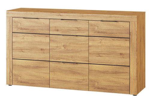 Szynaka Cassettiera a 3 cassetti e 2 ante Kama 45 Rovere / Nero, L151xL40xH86 cm