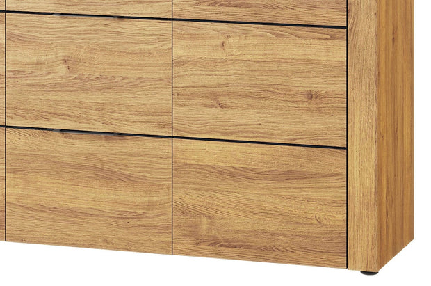 Szynaka Cassettiera a 3 cassetti e 2 ante Kama 45 Rovere / Nero, L151xL40xH86 cm