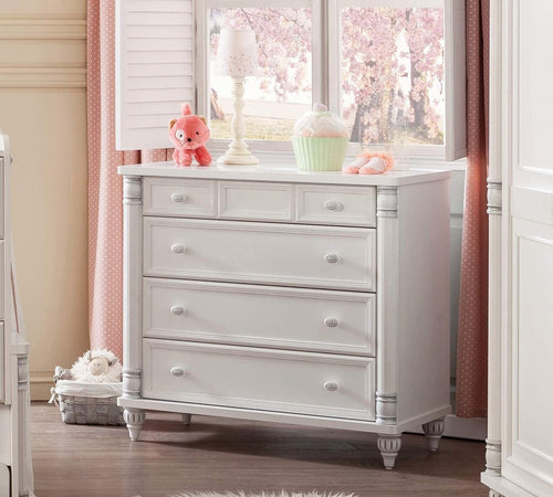 Cilek Cassettiera a 4 cassetti, per bambini e ragazzi, Romantic White, l90xL49xH88 cm