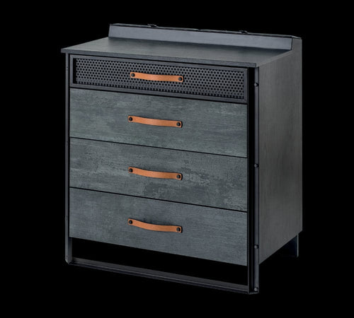 Cilek Cassettiera giovanile a 4 cassetti, in legno e metallo, Dark Metal Black / Graphite, l78xL48xH88 cm