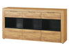 Szynaka Cassettiera in legno con vetrina e 3 ante Kama 47 Oak / Black, l170xL40xH86 cm