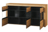 Szynaka Cassettiera in legno con vetrina e 3 ante Kama 47 Oak / Black, l170xL40xH86 cm