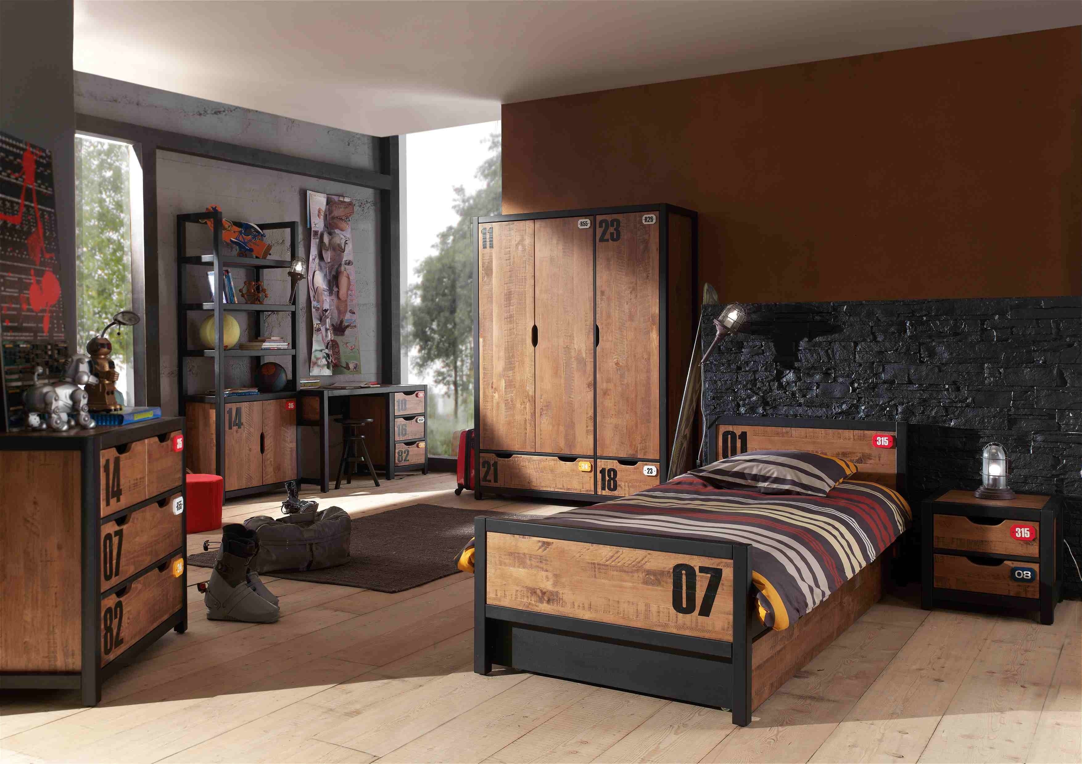 Vipack Cassettiera in legno di pino e MDF con 3 cassetti, per bambini Alex Natural / Black, l86xL42xH83 cm