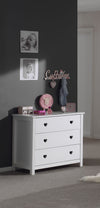 Vipack Cassettiera in legno di pino e MDF con 3 cassetti, per bambini Amori White, L90xL50xH85,1 cm