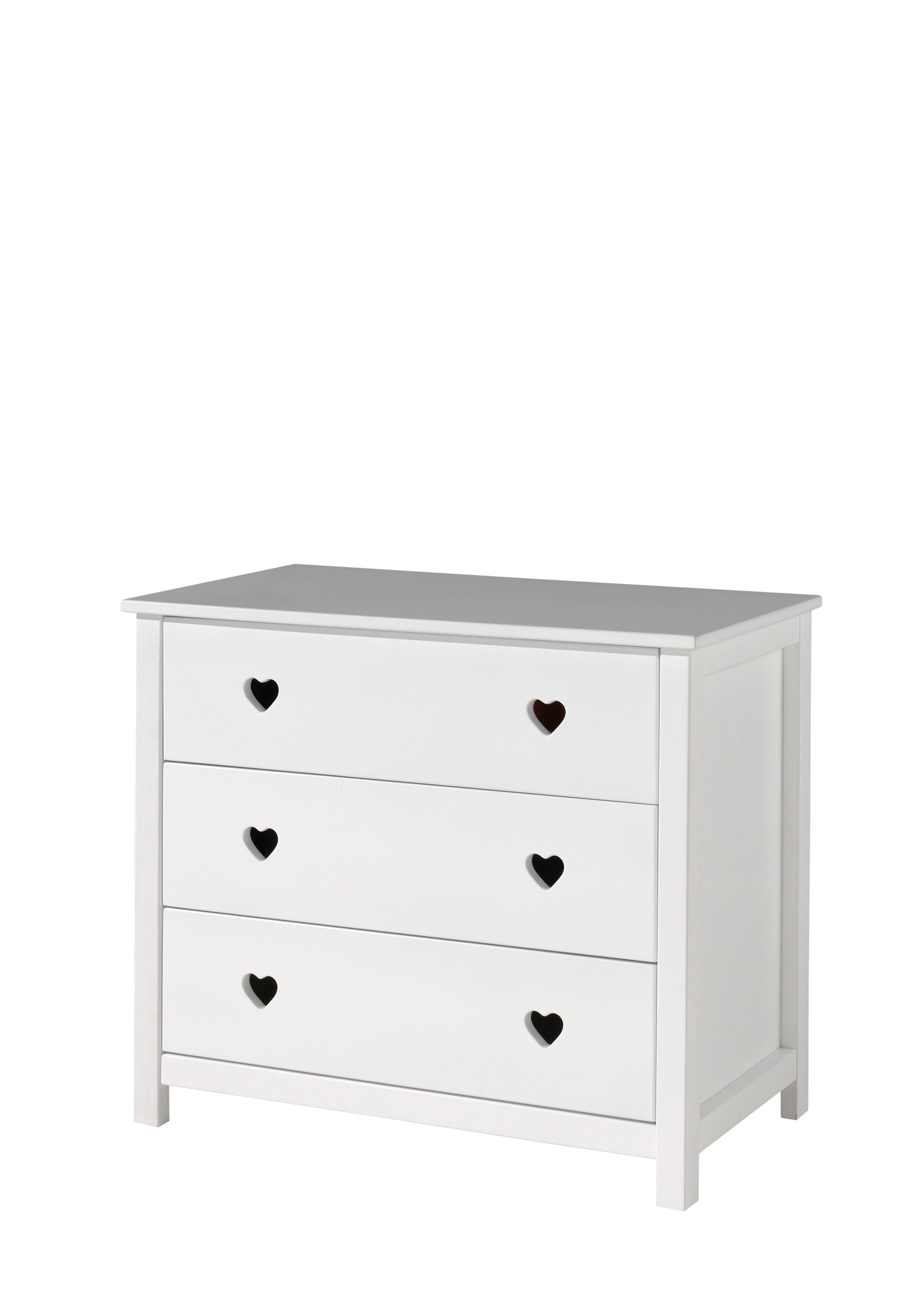 Vipack Cassettiera in legno di pino e MDF con 3 cassetti, per bambini Amori White, L90xL50xH85,1 cm