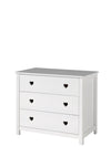Vipack Cassettiera in legno di pino e MDF con 3 cassetti, per bambini Amori White, L90xL50xH85,1 cm