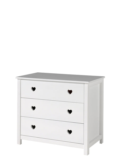 Vipack Cassettiera in legno di pino e MDF con 3 cassetti, per bambini Amori White, L90xL50xH85,1 cm