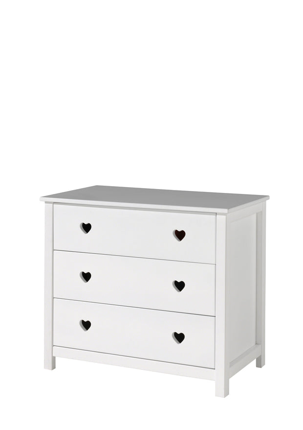 Vipack Cassettiera in legno di pino e MDF con 3 cassetti, per bambini Amori White, L90xL50xH85,1 cm