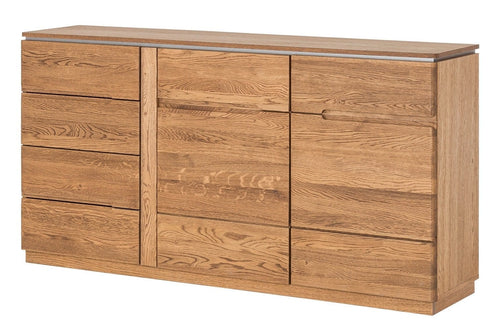 Szynaka Cassettiera in legno e impiallacciatura con 4 cassetti e 2 ante Montenegro 45 Rustic Oak, l163xL42xH87 cm