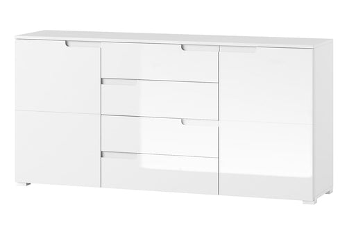 Szynaka Cassettiera in MDF, con 4 cassetti e 2 ante Gabrielle 8 Bianco, l165xL40xH80 cm