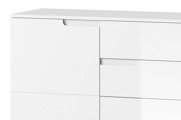 Cassettiera in MDF, con 4 cassetti e 2 ante Gabrielle 8 Bianco, l165xL40xH80 cm (5)