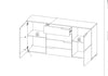 Cassettiera in MDF, con 4 cassetti e 2 ante Gabrielle 8 Bianco, l165xL40xH80 cm (8)