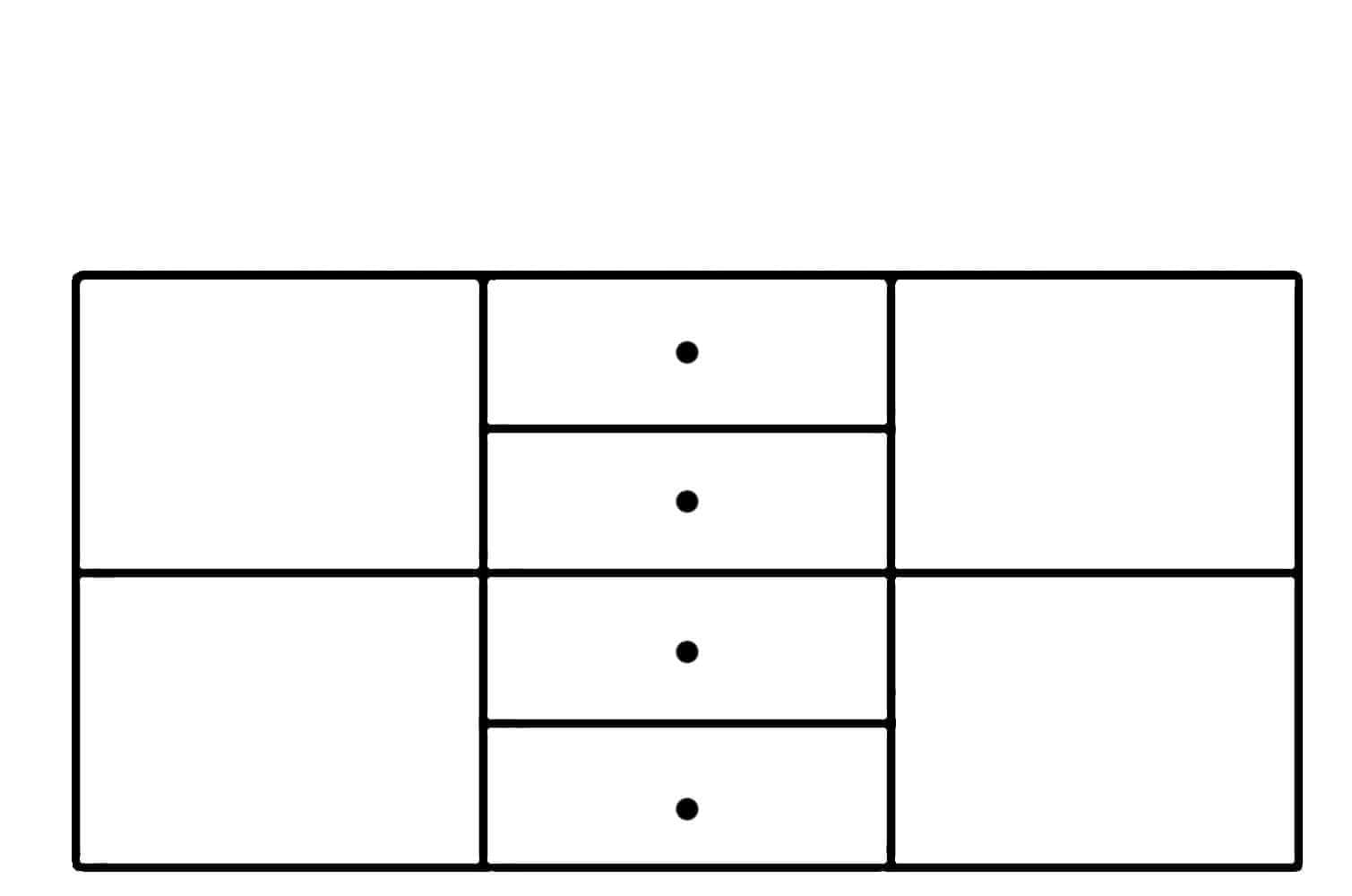 Cassettiera in MDF, con 4 cassetti e 2 ante Gabrielle 8 Bianco, l165xL40xH80 cm (9)